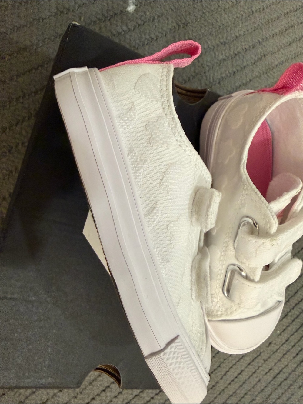 Converse Kids White and Pink Slip-On Sneakers
